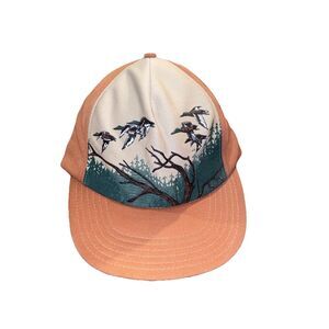 Vintage Ducks Hunting Orange Green Cap Hat Snapback Adjustable USA Made